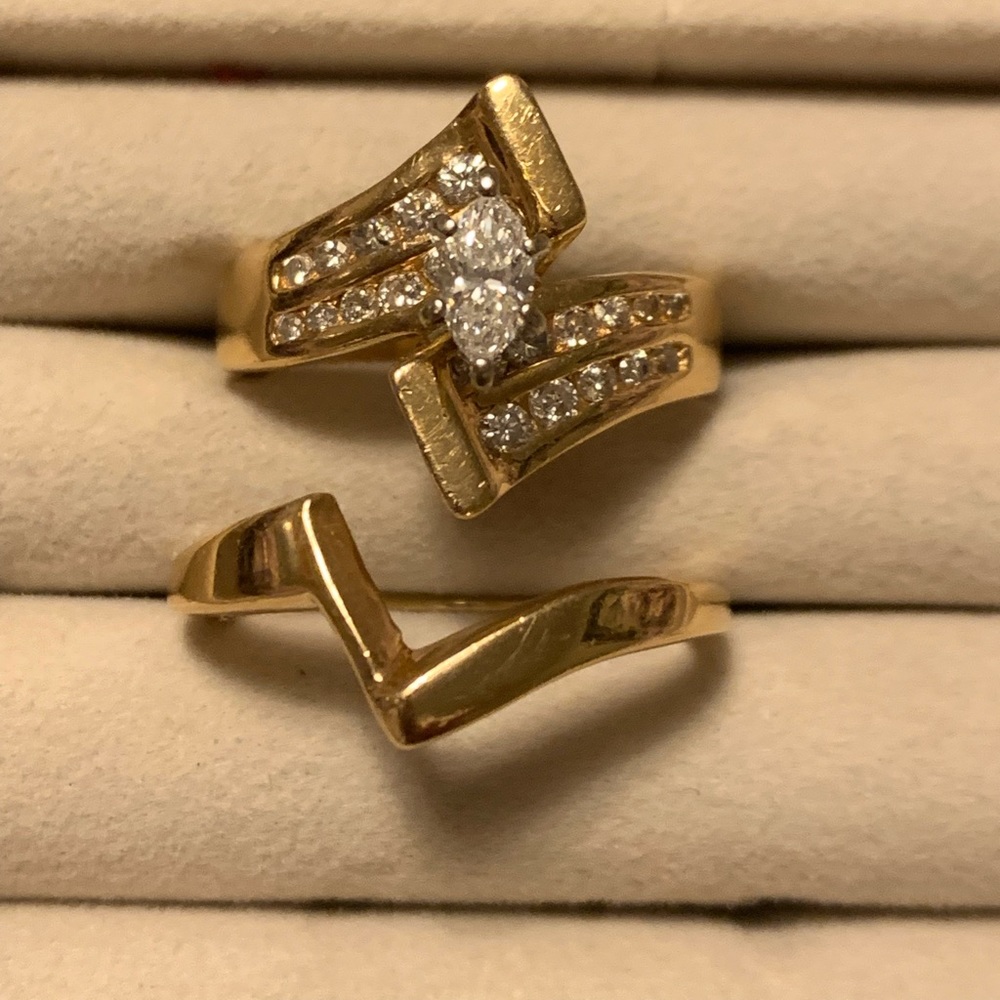 Beautiful 14k solid YG diamond engagement ring & wedding band special made!